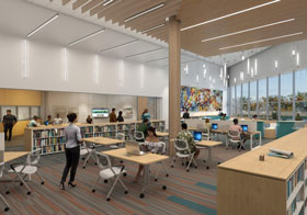 Rendering of the new Oakton Library Learning Commons.